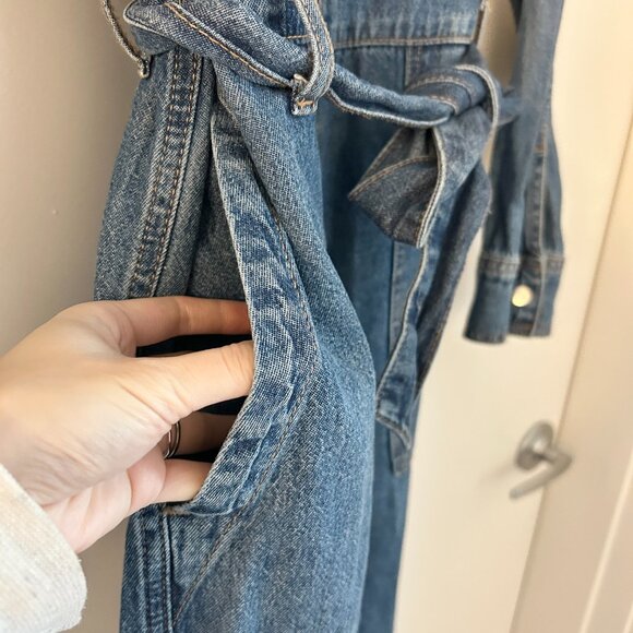 TopShop Denim Utility Broiler Belted Jumpsuit Size 10 - Picture 6 of 6